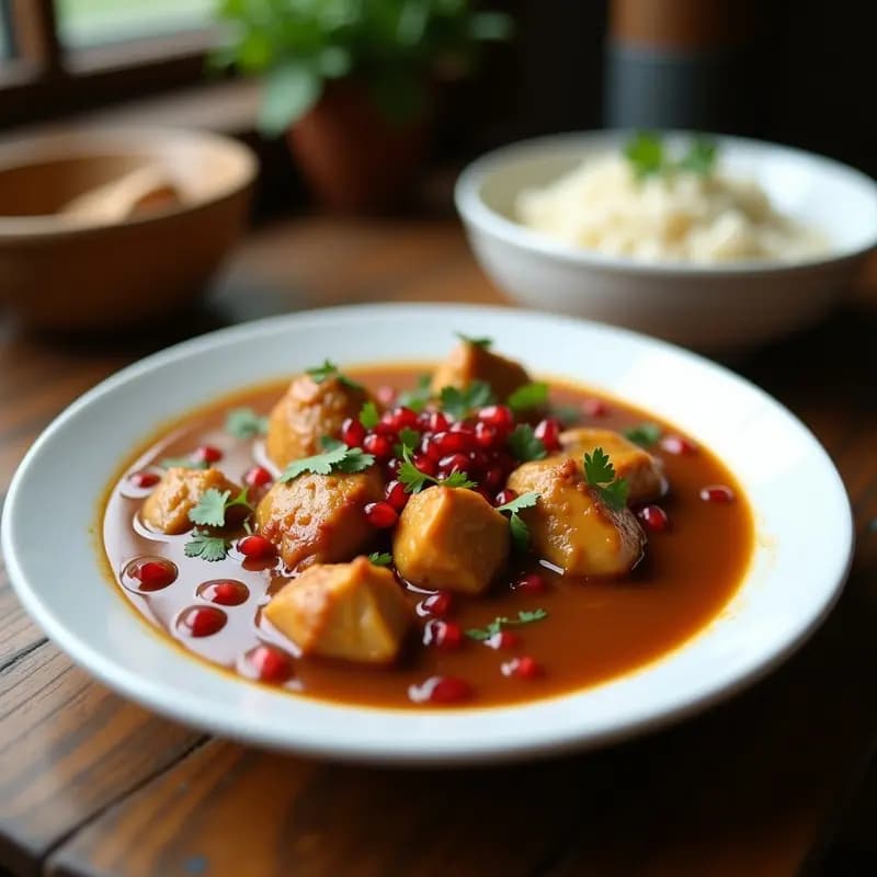 Koresh-e Fesenjan de Pollo y Granadas: Receta Persa Dulce y Ácida en Olla Exprés