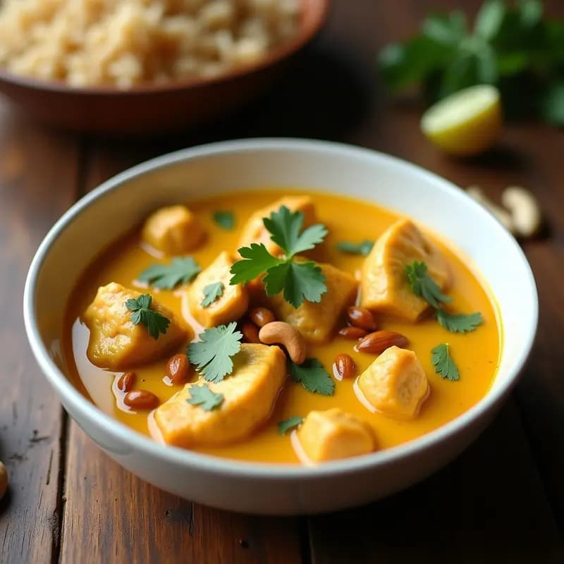 Korma de Pollo con Anacardos: Receta India Cremosa y Baja en Calorías
