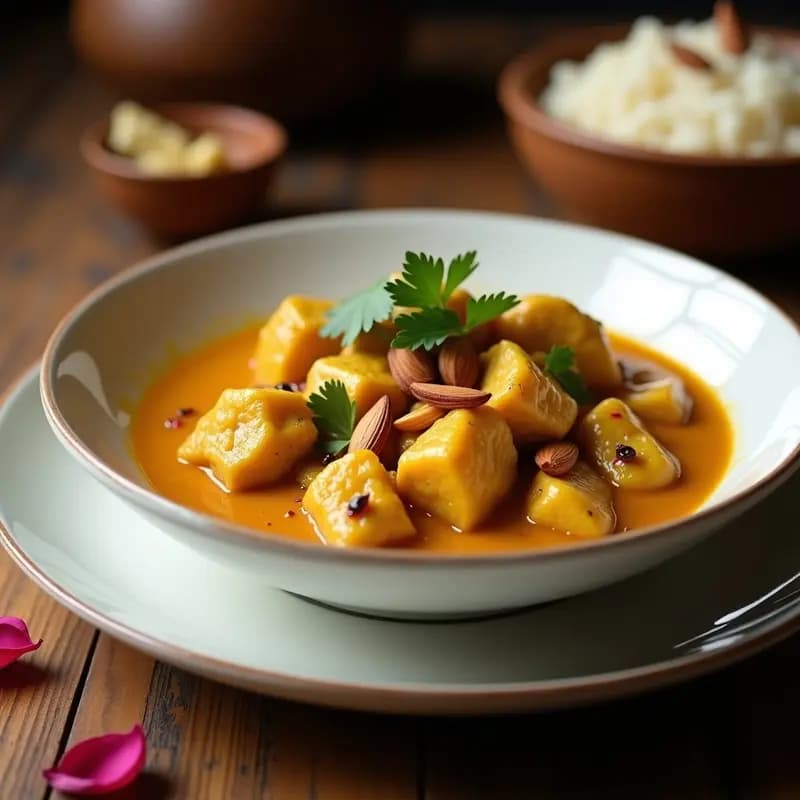 Korma de Pollo al Estilo Cachemira: Curry Indio con Almendras y Azafrán en Olla Express