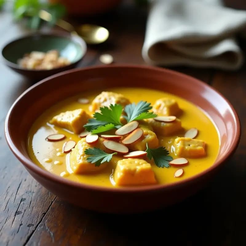 Korma de Pollo Indio con Yogur y Almendras: Curry Cremoso y Baja en Calorías
