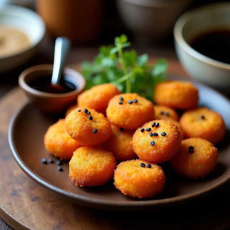 Korokke de Puré de Boniato y Queso de Anacardos: Aperitivo Japonés Vegano en Airfryer