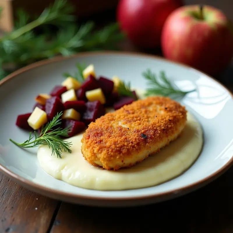 Kotlet Schabowy con Puré de Coliflor y Ensalada de Remolacha: Receta Polaca Low-Carb