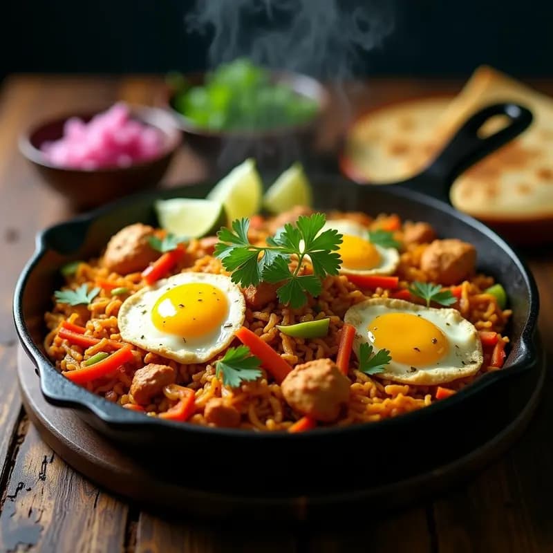 Kottu Roti de Sri Lanka con Pollo y Verduras: Receta Callejera en Sartén de Hierro