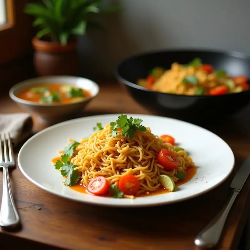 Kottu Roti Sri Lankés con Pollo y Vegetales: Estilo Callejero en 20 Minutos