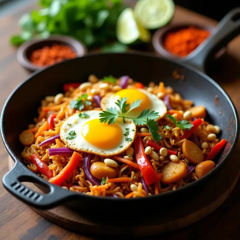 Kottu Roti de Sri Lanka con Vegetales y Huevo: Receta Picante y Energética