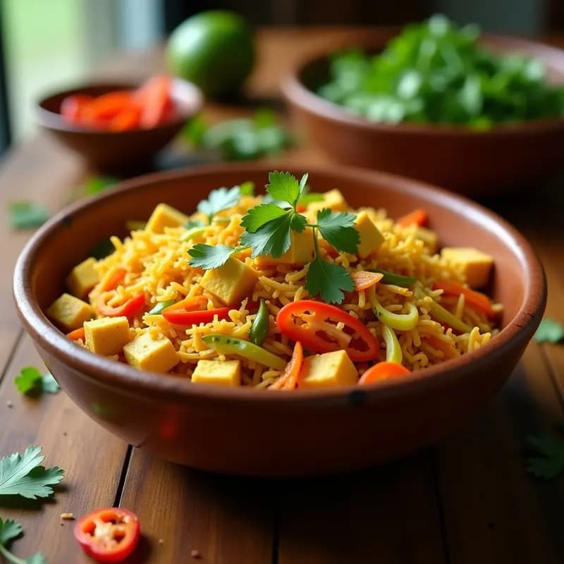 Kottu Roti Sri Lankés con Verduras y Tofu: Receta Callejera Vegana y Picante
