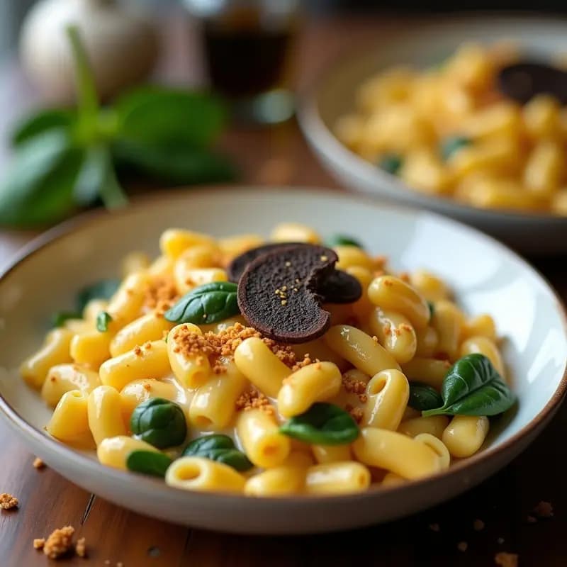 Kraft Dinner Gourmet con Trufa y Espinacas: Receta Canadiense de Comfort Food Elevado