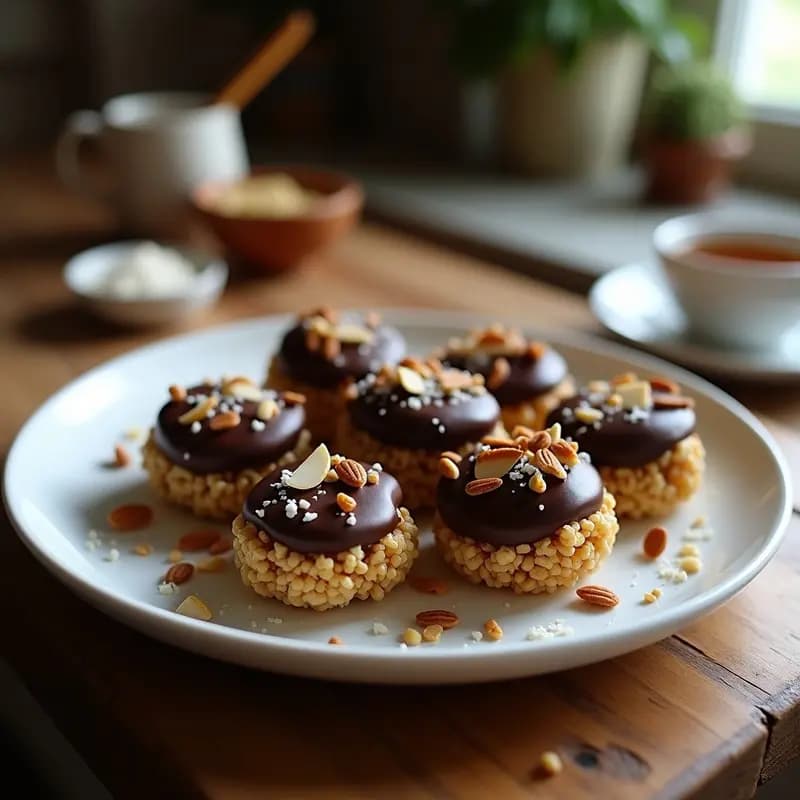 Krispies de Quinoa con Chocolate Negro y Almendras: Snack Saludable Sin Azúcar en Airfryer