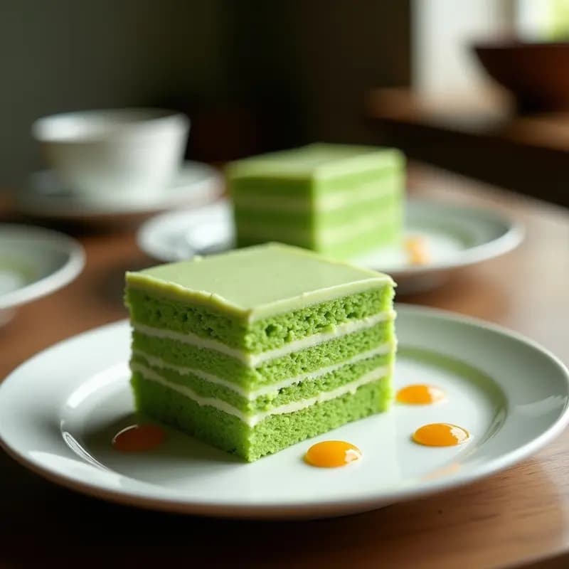 Kueh Lapis Indonecio de Pandan y Coco: Pastel en Capas Coloridas y Aromáticas