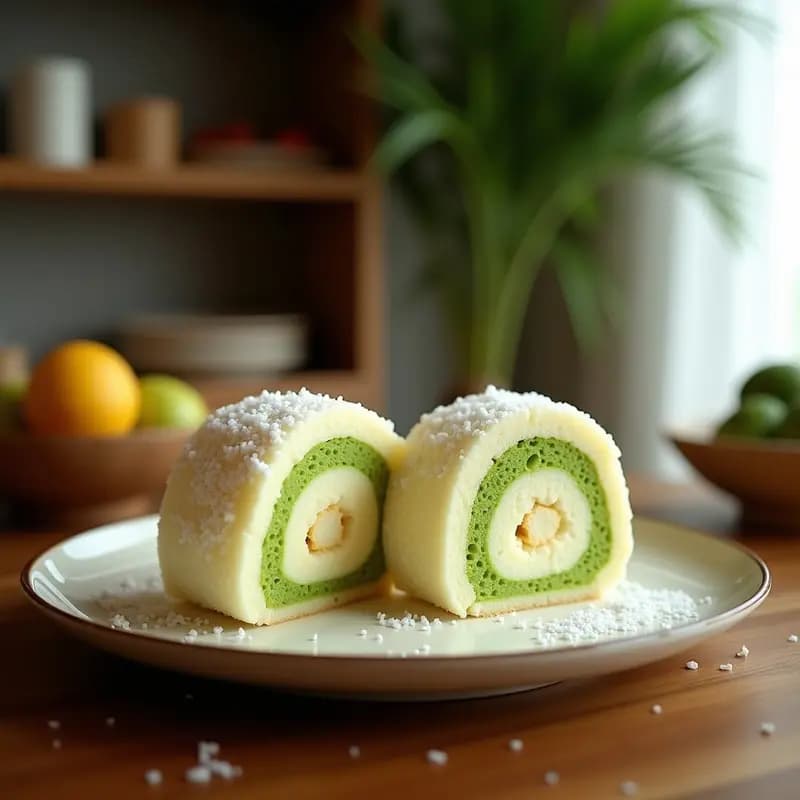 Kuih Dadar Malasio de Coco y Pandan: Crepes Dulces y Aromáticos