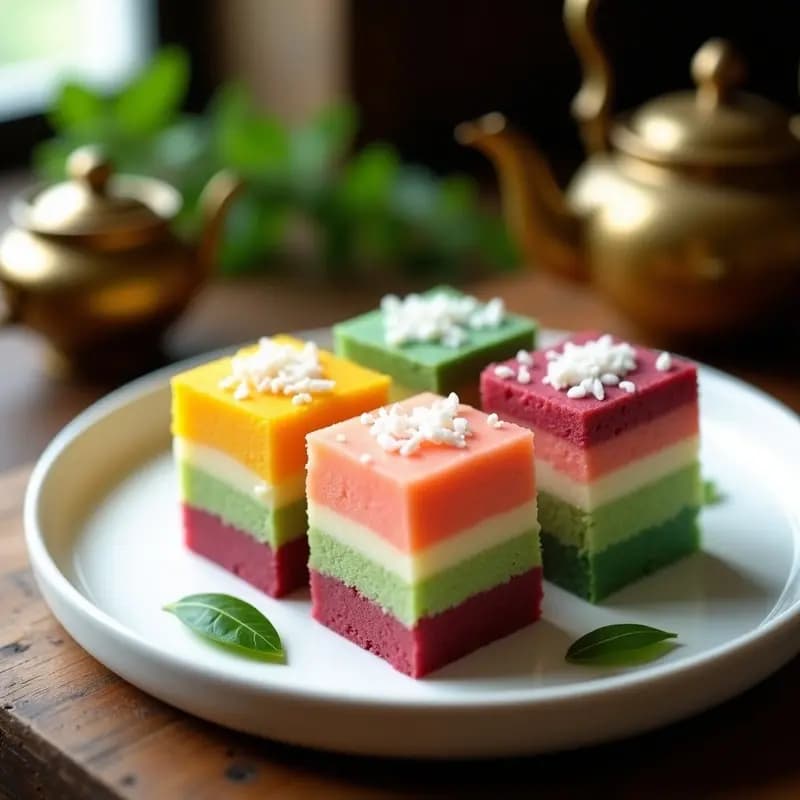 Kuih Lapis Malasio de Capas Multicolores: Pastel al Vapor Sin Horno