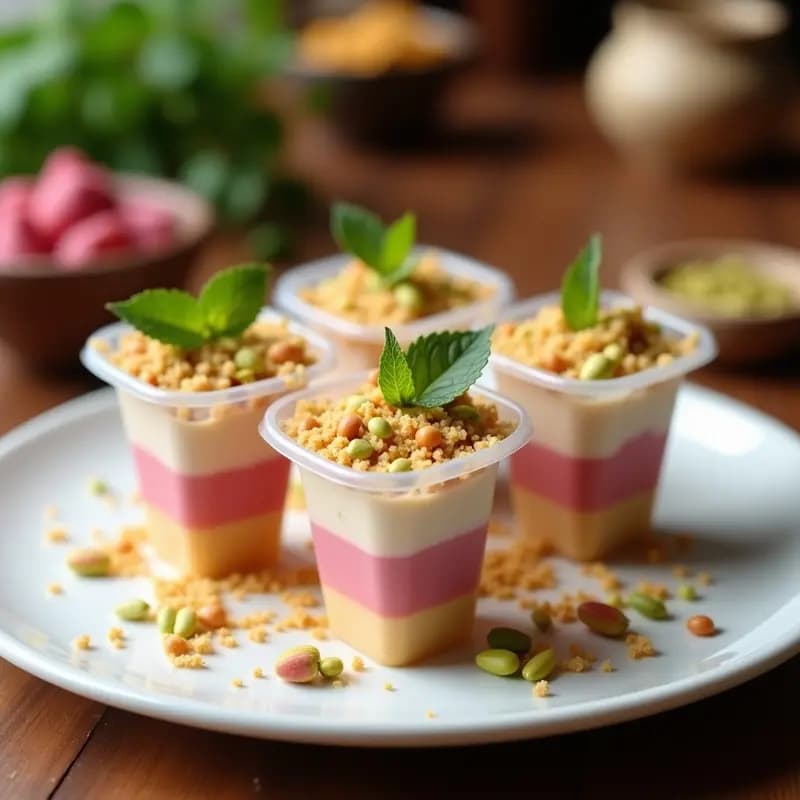 Kulfi de Pistacho y Rosa con Galletas María Trituradas: Postre Indio Tradicional SinHorno