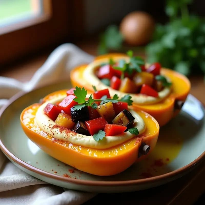 Kumpir Turco con Hummus y Vegetales Asados: Receta de Calabaza Rellena en Horno