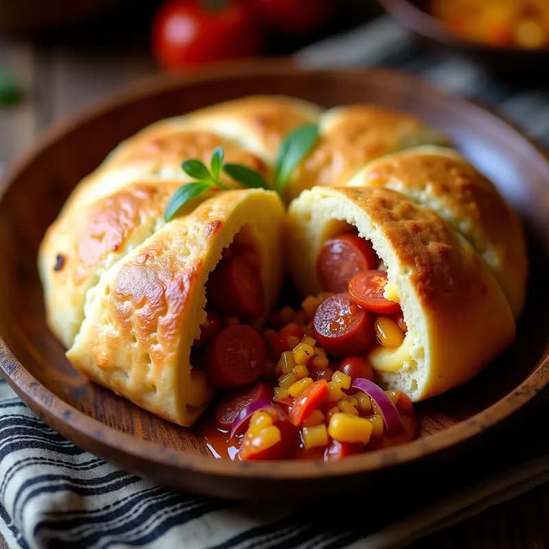 Kumpiria con Puré de Papa y Chorizo Colorado: Receta Boliviana de Calle en Horno