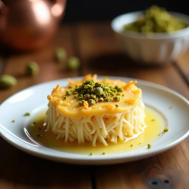 Künefe de Queso Akkawi y Pistachos: Postre Turco Sin Horno en Sartén