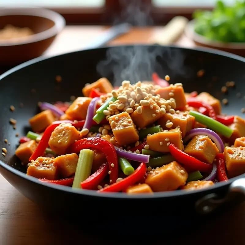 Kung Pao Chicken con Cacahuetes y Verduras: Receta China Picante y Rápida en Wok