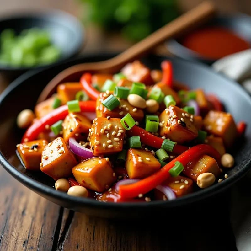 Kung Pao Chicken Chino con Maní y Vegetales: Receta Picante y Alta en Proteína