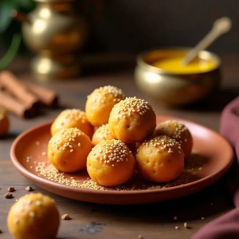 Ladoo de Cacahuete y Semillas de Sésamo: Dulce Indio Energético Sin Harina