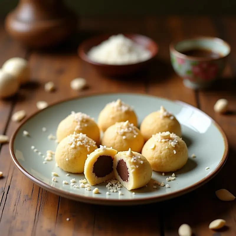 Ladoo de Coco y Cardamomo con Centro de Chocolate 85%: Dulce Indio Sin Azúcar y Keto