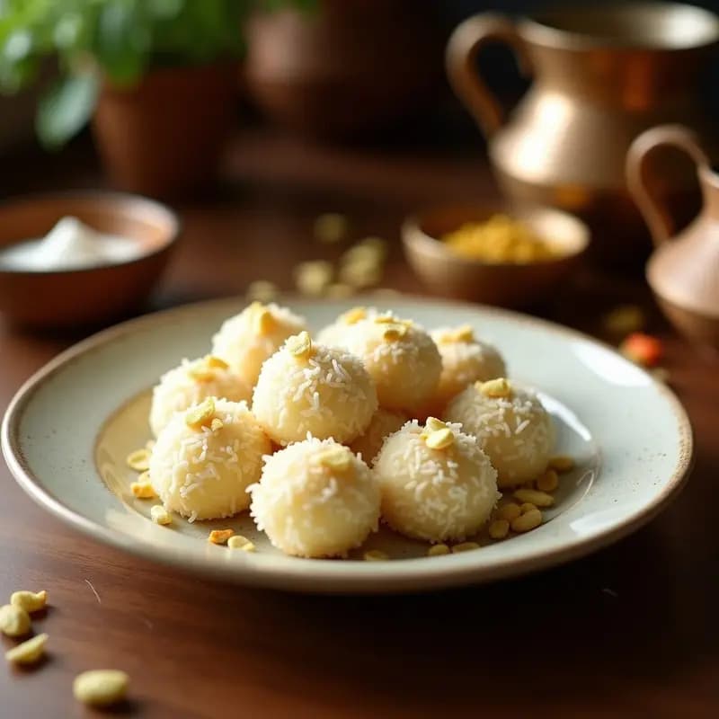 Ladoo de Coco y Cardamomo: Postre Indio Vegano y Sin Gluten en 15 Min