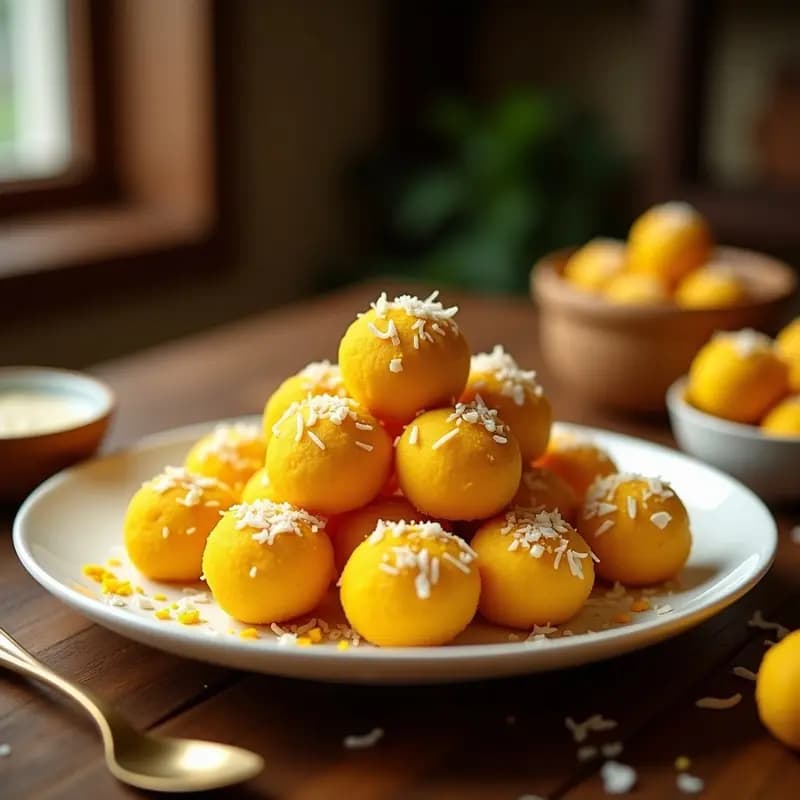 Ladoo de Cúrcuma y Coco Rallado: Dulce Indio Antiinflamatorio y Sin Azúcar