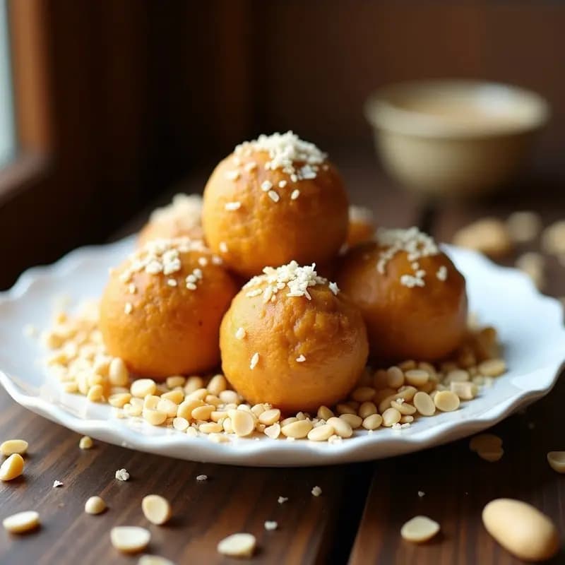 Ladoo de Semillas de Lino y Cacahuete: Postre Indio Keto y Sin Azúcar
