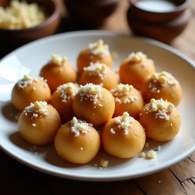 Ladoo de Sémola y Cardamomo: Postre Indio Sin Azúcar y con Edulcorante de Estevia