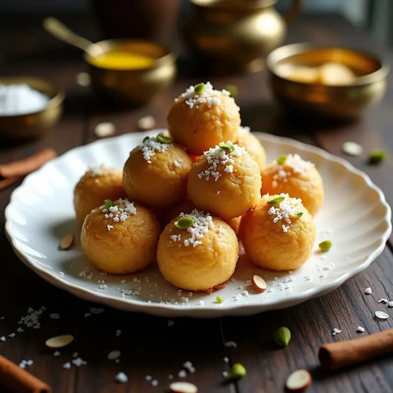 Ladoo Indio de Sémola y Cardamomo: Dulce Tradicional Sin Horno y Alta en Energía