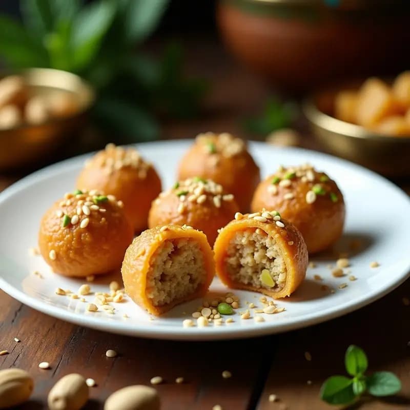 Ladooo Indio de Semillas de Sésamo y Jaggery: Dulce Tradicional Sin Horno