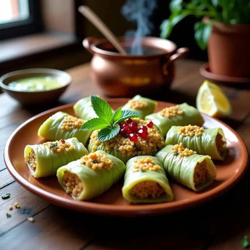 Lahana Dolmasi Hojas de Col Rellenas de Arroz y Hierbas: Receta Turca Vegana en Olla