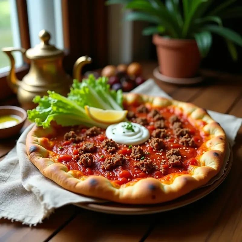 Lahmacun Turco con Carne de Cordero y Pimentón: Pizza Árabe Crujiente en 20 Minutos