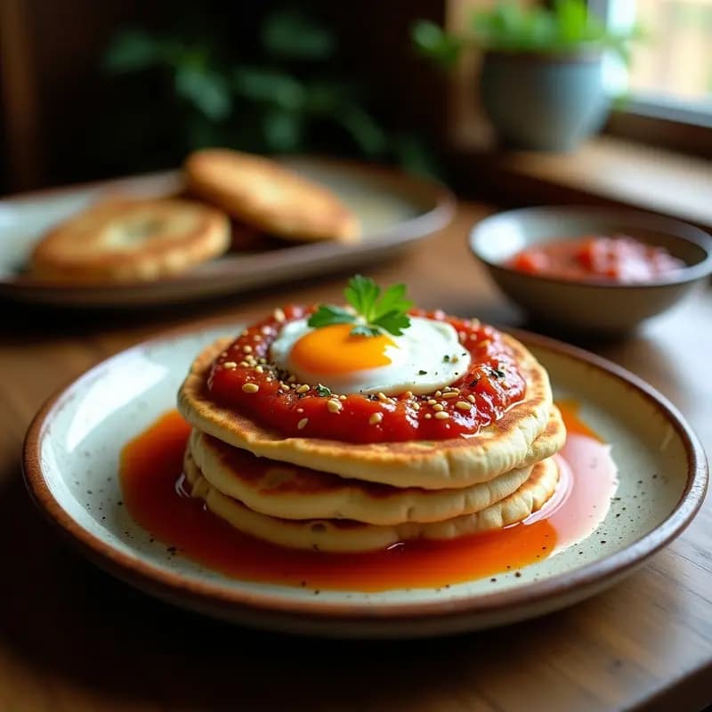 Lahoh Yemení con Salsa de Tomate y Huevo Poché: Pan Esponjoso de la Cocina Árabe