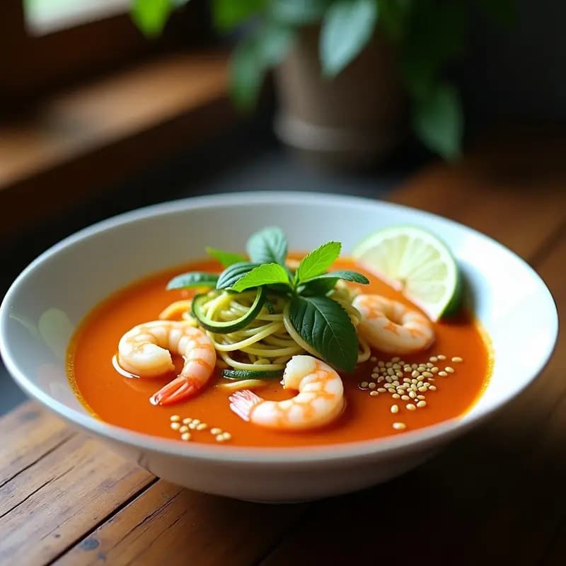 Laksa de Calabacín y Camarones: Receta Malasia en Olla Rápida y Alta en Omega-3