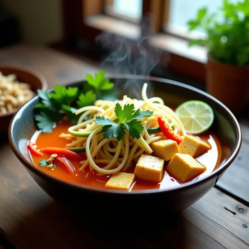 Laksa de Calabacín y Tofu: Receta Malasia Sin Fideos y Baja en Calorías
