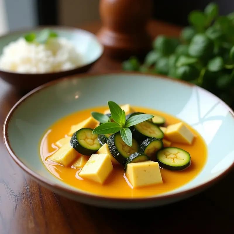Laksa de Calabacín y Tofu: Receta Malasia Vegana con Leche de Coco y Cúrcuma