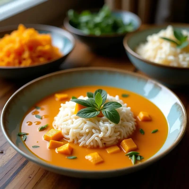 Laksa de Calabaza y Coco con Fideos de Arroz: Receta Malasia Vegana y Reconfortante