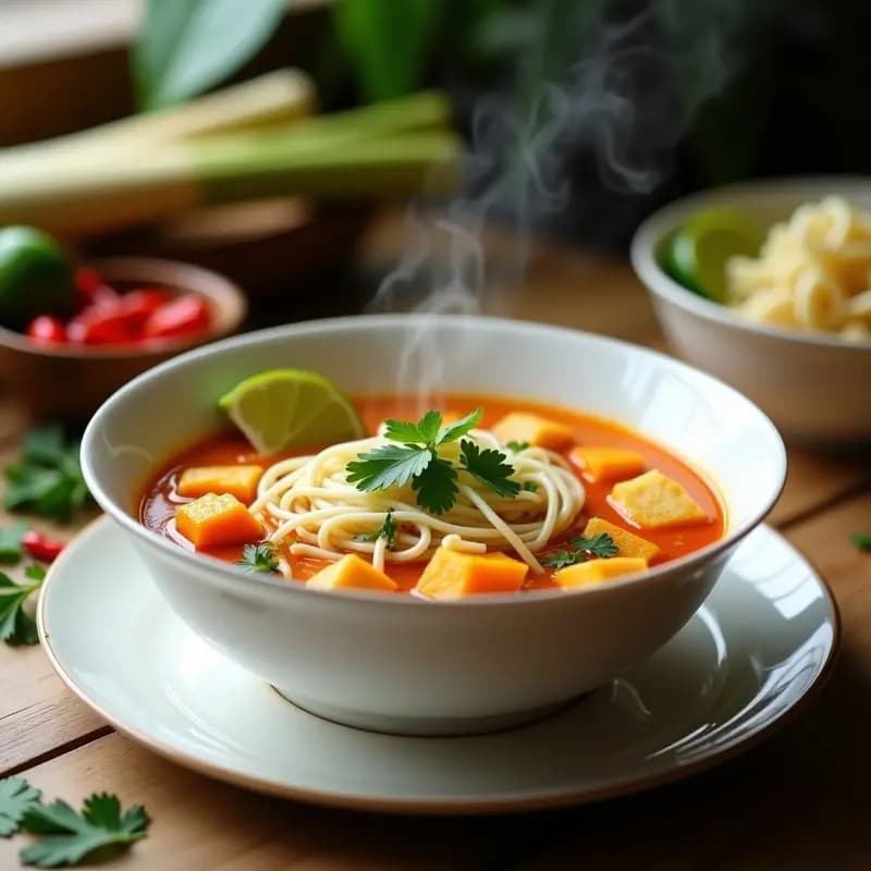 Laksa de Calabaza y Coconut Milk con Fideos de Shirataki: Receta Malasia Keto