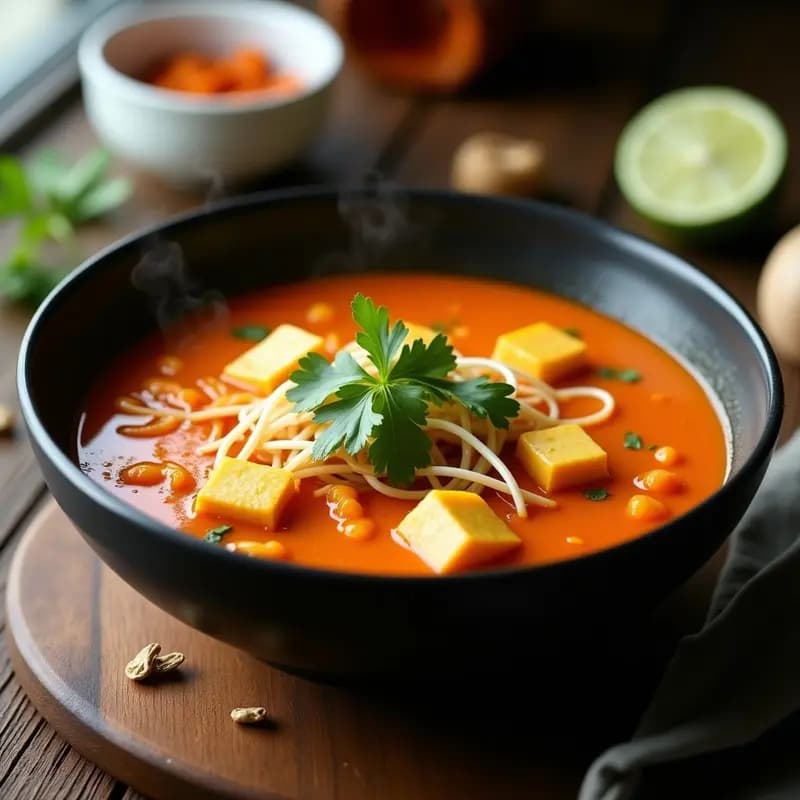 Laksa de Calabaza y Kokum: Receta Malasia en Olla Rápida con Toque Ácido