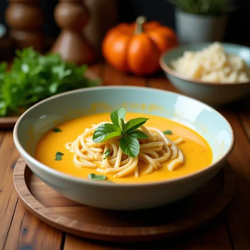 Laksa de Calabaza y Leche de Coco con Toque de Lemongrass: Sopa Malaya Vegana
