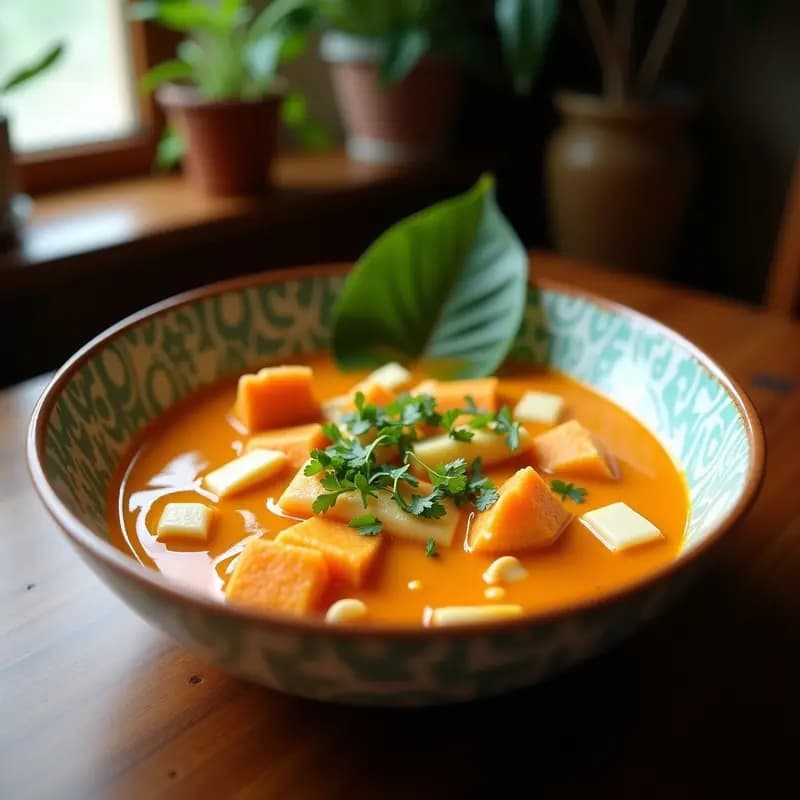 Laksa de Calabaza y Tofu con Leche de Coco: Receta Tailandesa Vegana Sin Fideos