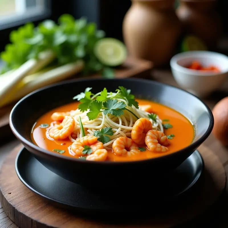 Laksa de Camarones y Calabaza: Receta Malasia Bajas en Calorías y Alta en Proteína