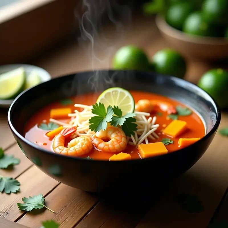 Laksa de Camarones y Calabaza: Sopa Malasia Picante y Baja en Carbohidratos