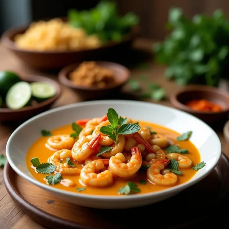 Laksa de Camarones y Coco: Curry Malasio Picante y Cremoso