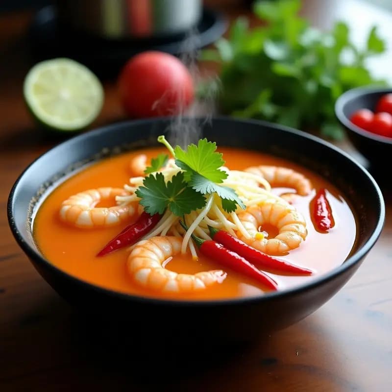 Laksa de Camarones y Litchi: Sopa Malaya Picante y Dulce en Thermomix