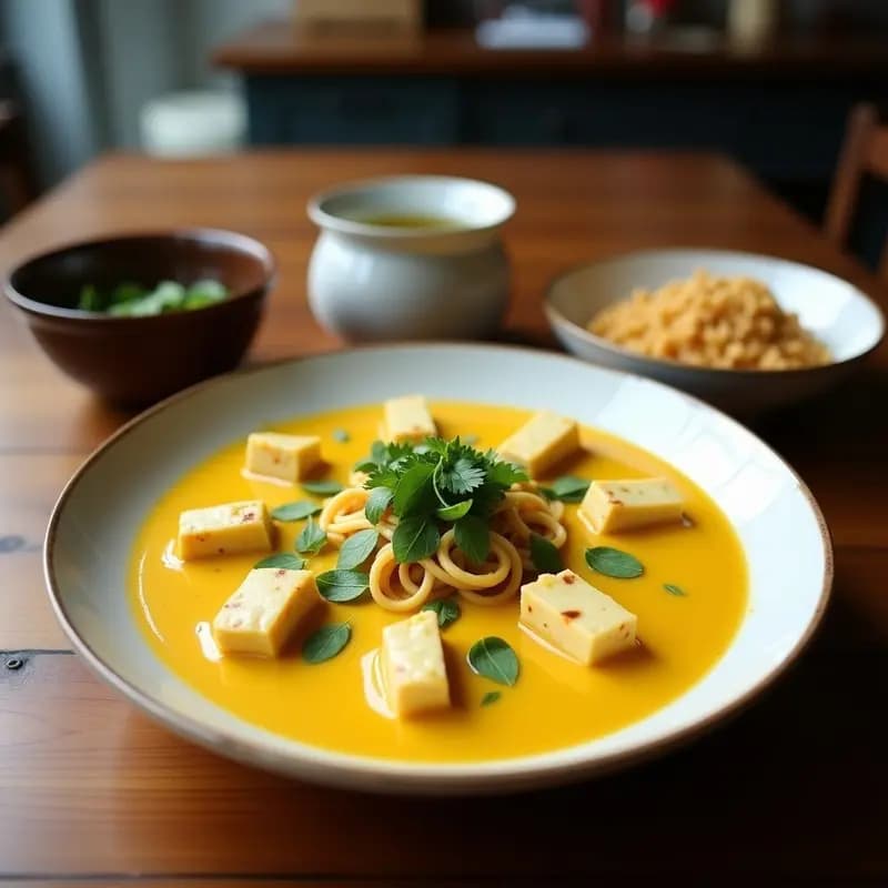 Laksa de Leche de Coco y Cúrcuma con Tofu: Receta Malaya Reconfortante y Antiinflamatoria