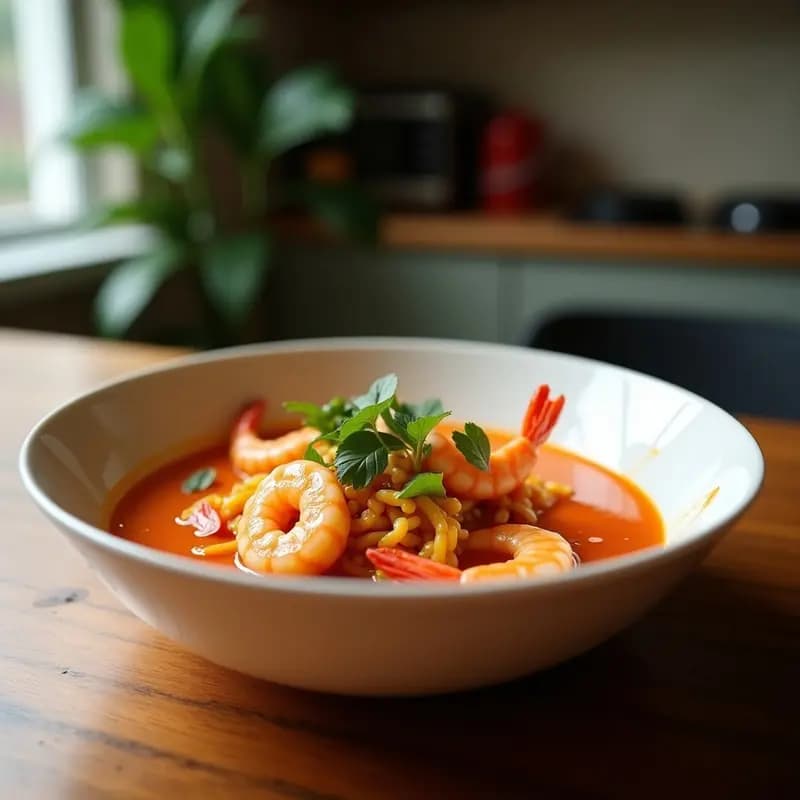 Laksa de Cocina Malaya con Leche de Coco y Gamberas: Receta Cremosa y Especiada