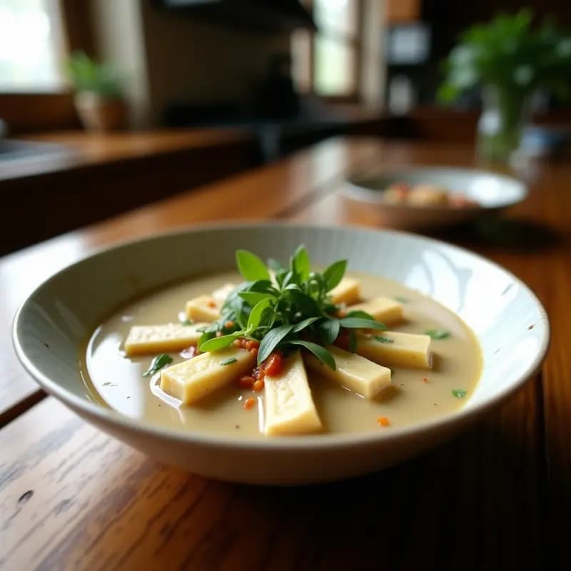 Laksa de Coco con Tofu y Hierbas Tailandesas: Receta Vegana y Sin Gluten en 20 Minutos
