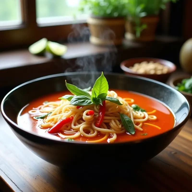 Laksa de Fideos de Konjac y Pollo: Receta Malasia Keto y Sin Gluten en 30 Minutos