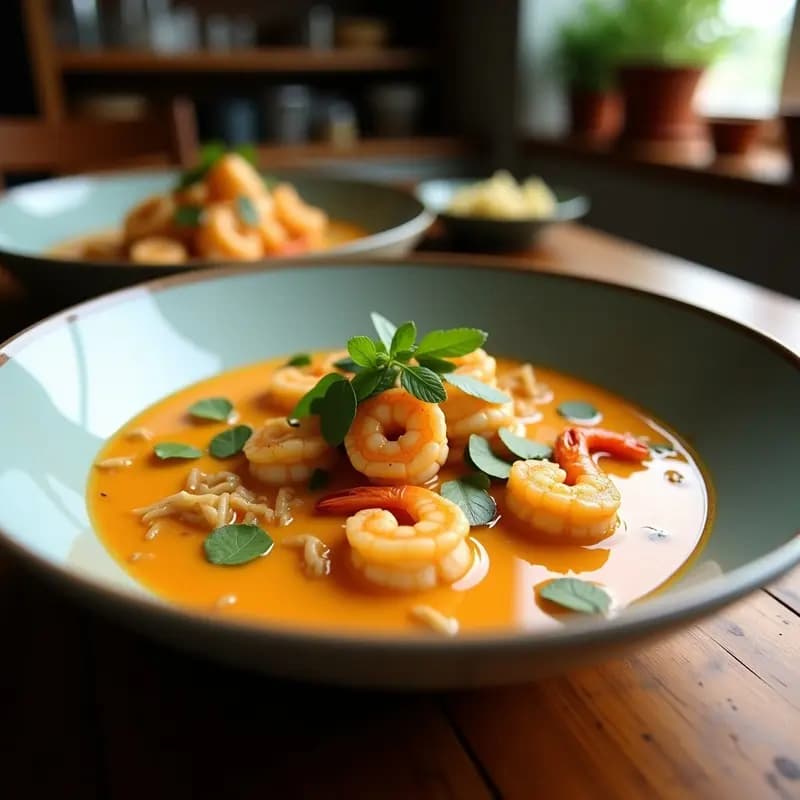Laksa de Gambas y Leche de Coco: Sopa Malasia Picante y Exótica