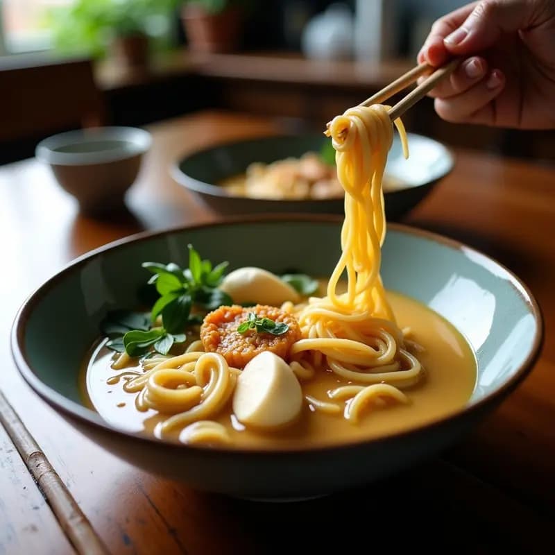 Laksa de Fideos de Konjac y Tofu con Leche de Coco: Receta Malasia Low Carb en 30 Minutos